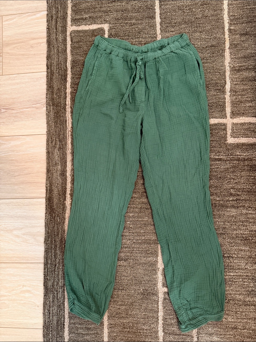 Honorine Drawstring Gauze Jogger Pants - Green